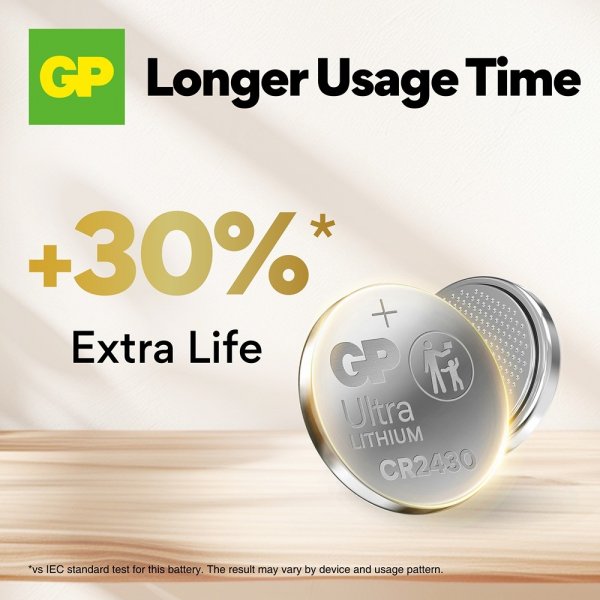 GP Ultra Lithium Batteri Knappcell CR2430 4-pack