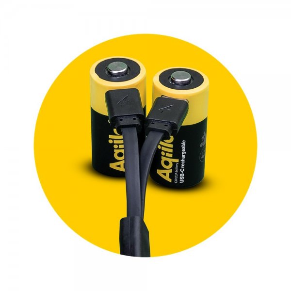 Aqiila Uppladdningsbart CR123A-batteri USB-C 2-pack