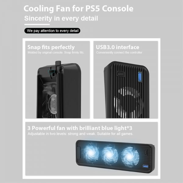 USB 3.0 Kylningsfläkt till PlayStation 5 Vit
