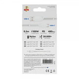 X2O USB-A till USB-C Kabel Longlife 60W 0.5m Vit