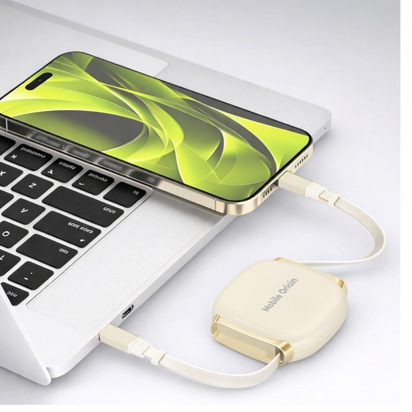 Mobile Origin USB-C Kabel 100W Retractable Cable Box Beige
