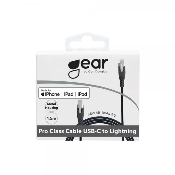 Gear USB-C till Lightning Kabel Kevlar 1.5 meter Svart