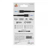 X2O USB-C till USB-C Kabel Longlife 100W 0.5m Svart