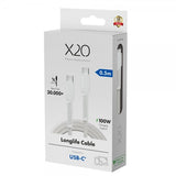 X2O USB-C till USB-C Kabel Longlife 100W 0.5m Vit