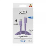 X2O USB-C till USB-C Kabel Longlife 100W 2m Lila