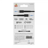 X2O USB-C till USB-C Kabel Longlife 100W 2m Svart