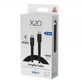 X2O USB-C till USB-C Kabel Longlife 100W 2m Svart