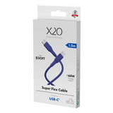 X2O USB-C till USB-C Kabel Superflex 60W 1.5m Blå