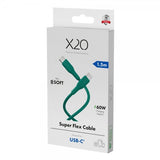 X2O USB-C till USB-C Kabel Superflex 60W 1.5m Grön