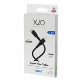 X2O USB-C till USB-C Kabel Superflex 60W 1.5m Svart
