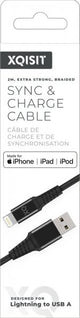 Xqisit USB till Lightning Kabel Flätad Extra Stark 2 m Svart