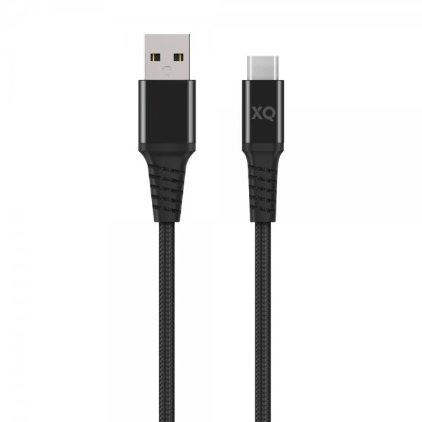 Xqisit USB-A till USB-C Kabel Flätad Extra Stark 2 m Svart