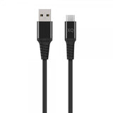 Xqisit USB-A till USB-C Kabel Flätad Extra Stark 2 m Svart