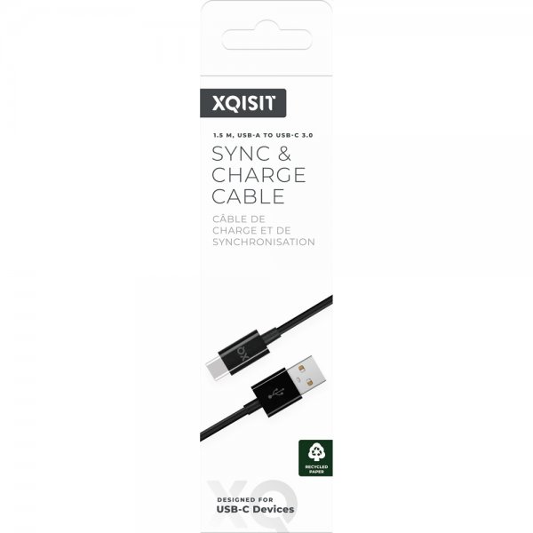 Xqisit USB till Type C Kabel 1.5 m Svart