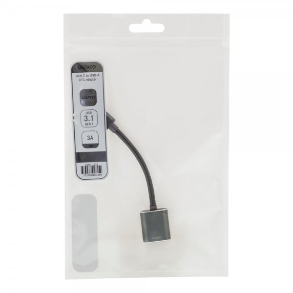 Deltaco USB-C 3.1 Gen 1 till USB-A OTG Adapter Rymdgrå