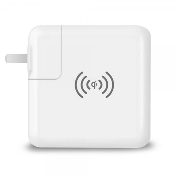 Xqisit Väggadapter Super Charger med Trådlös Laddning Vit