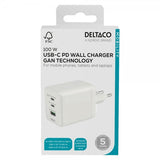 Deltaco Väggladdare GaN 1x USB-A 2x USB-C PPS 100W