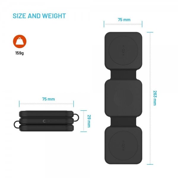 Fixed Vikbar Trådlös Laddare 3in1 Flex for Samsung