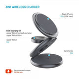 Fixed Vikbar Trådlös Laddare MagPowerstation Round 3i1 Grå