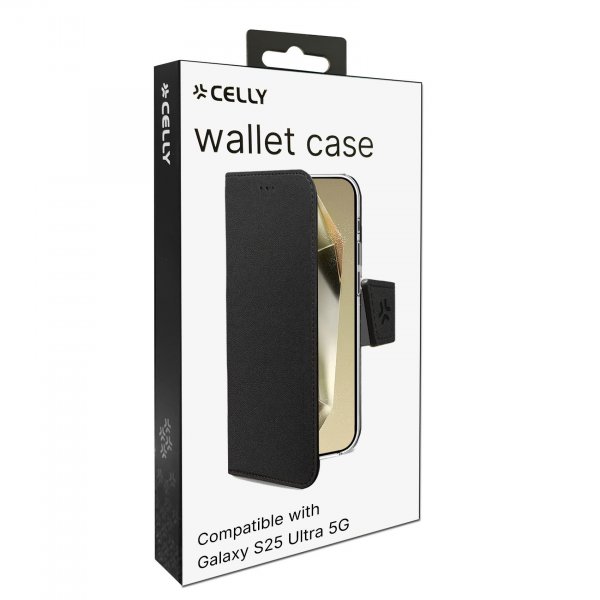 Celly Samsung Galaxy S25 Ultra Fodral Wally Wallet Case Svart