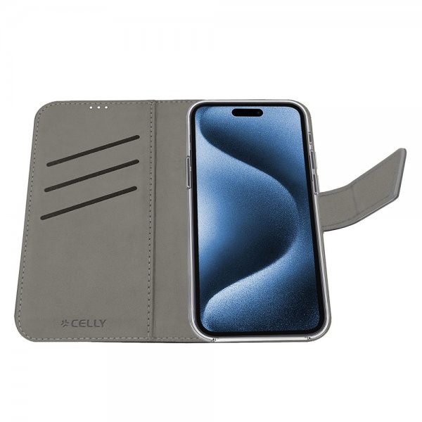 Celly iPhone 17 Pro Fodral Wally Wallet Case Svart
