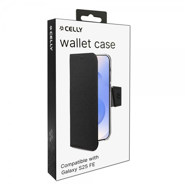 Celly Samsung Galaxy S25 FE Fodral Wally Wallet Case Svart