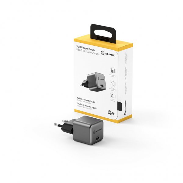 ALOGIC Laddare 30W Rapid Power USB-C MINI GaN Charger Space Grey