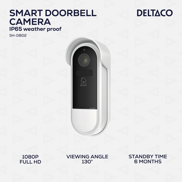 Deltaco Smart Home WiFi Dörrklocka med Kamera IP65