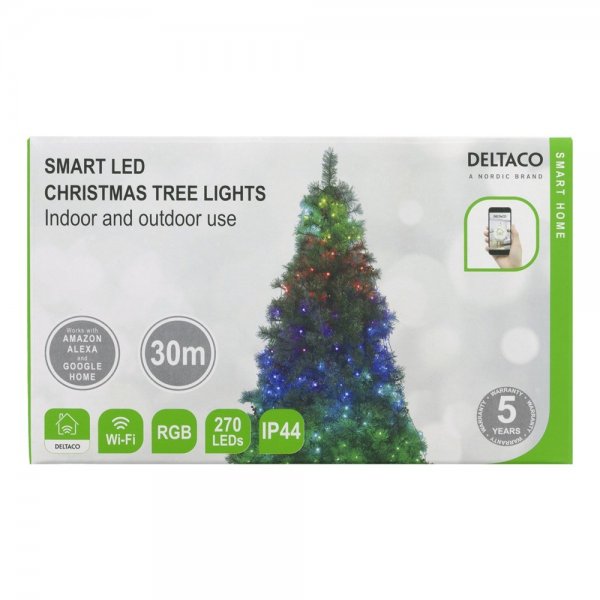 Deltaco Smart Home WiFi Julgransbelysning RGB IP44 2m