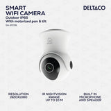 Deltaco Smart Home WiFi-kamera med motoriserad Pan & Tilt-funktion för utomhusbruk IP65