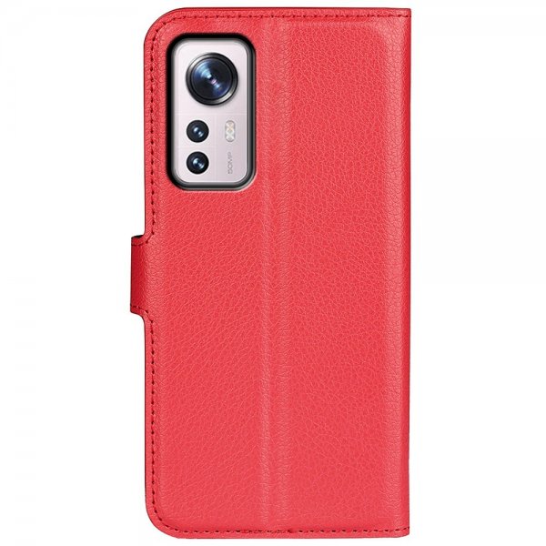Xiaomi 12 Pro Fodral Litchi Röd