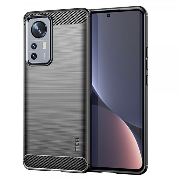 Mofi Xiaomi 12 Pro Skal Borstad Kolfibertextur Svart