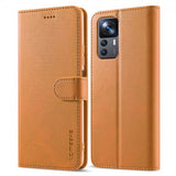 Lc.Imeeke Xiaomi 12T/12T Pro Fodral med Kortfack Stativfunktion Ljusbrun