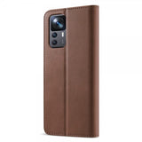 Lc.Imeeke Xiaomi 12T/12T Pro Fodral med Kortfack Stativfunktion Mörkbrun