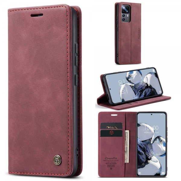 CaseMe Xiaomi 12T/12T Pro Fodral Retro Flip Röd