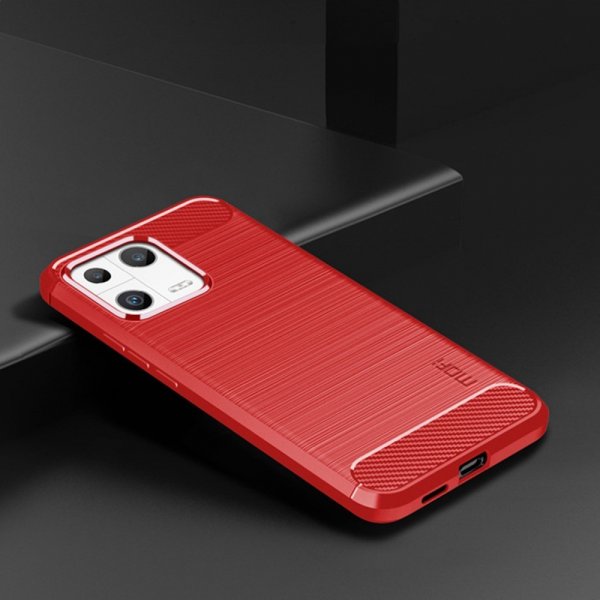 Mofi Xiaomi 13 Skal Borstad Kolfibertextur Röd