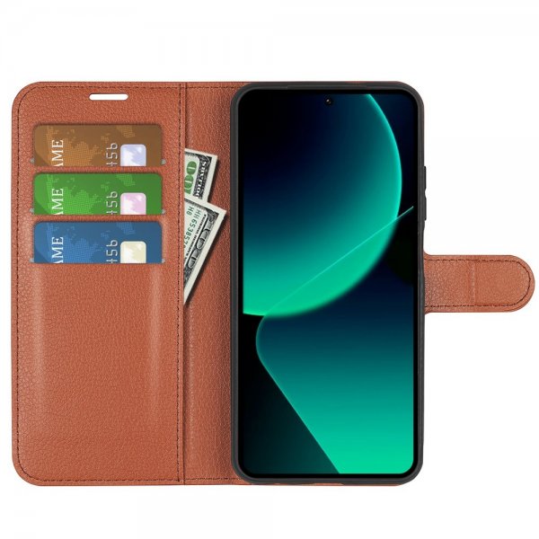 Xiaomi 13T/13T Pro Fodral Litchi Brun