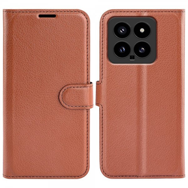 Xiaomi 14 Fodral Litchi Brun