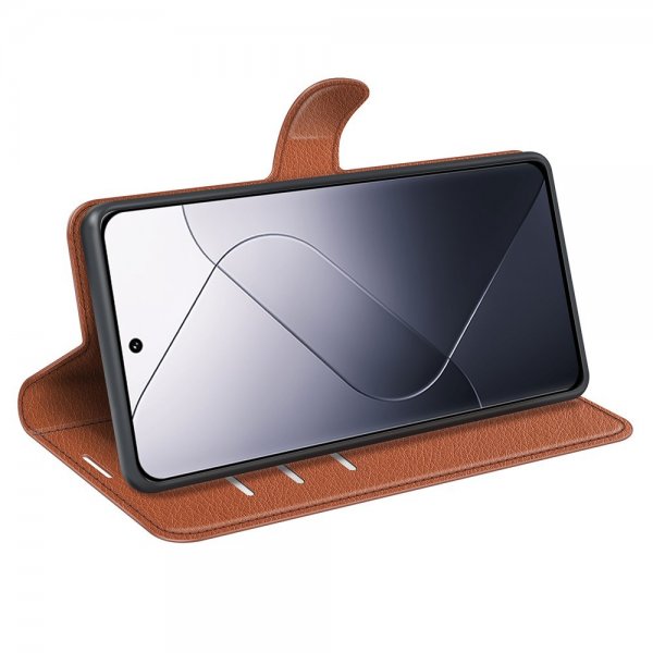 Xiaomi 14 Fodral Litchi Brun
