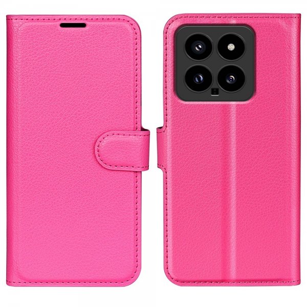 Xiaomi 14 Fodral Litchi Magenta