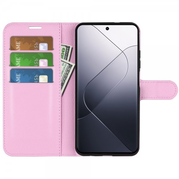 Xiaomi 14 Fodral Litchi Rosa
