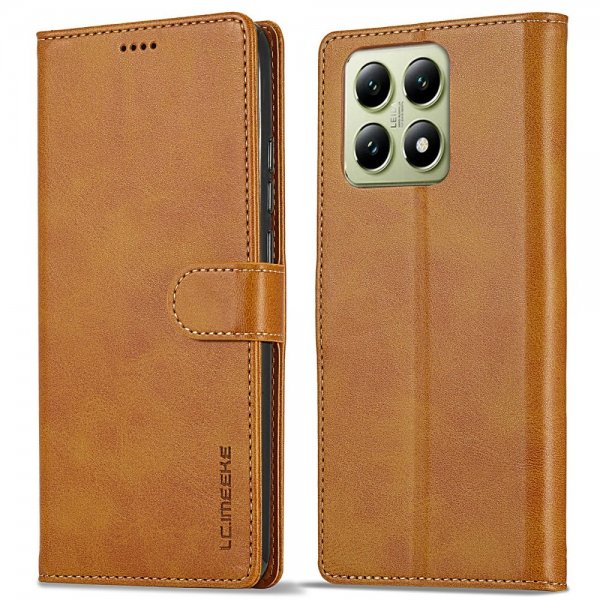 Lc.Imeeke Xiaomi 14T Fodral med Kortfack Stativfunktion Ljusbrun