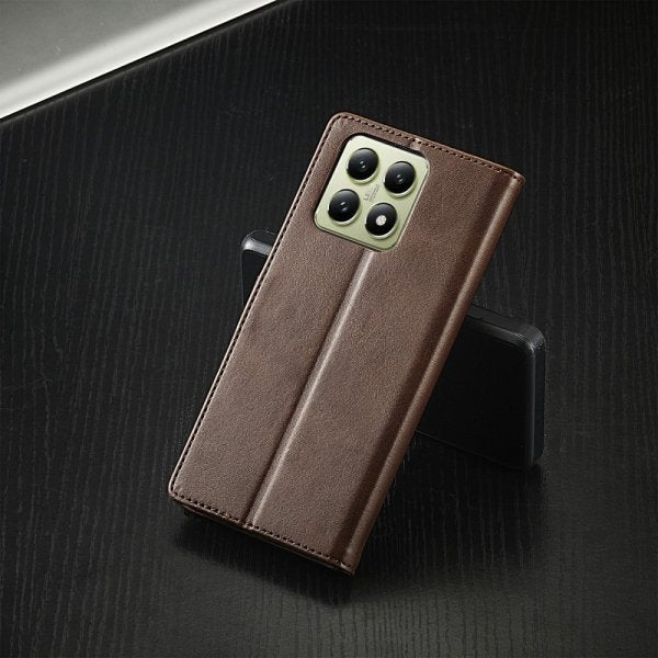 Lc.Imeeke Xiaomi 14T Fodral med Kortfack Stativfunktion Mörkbrun