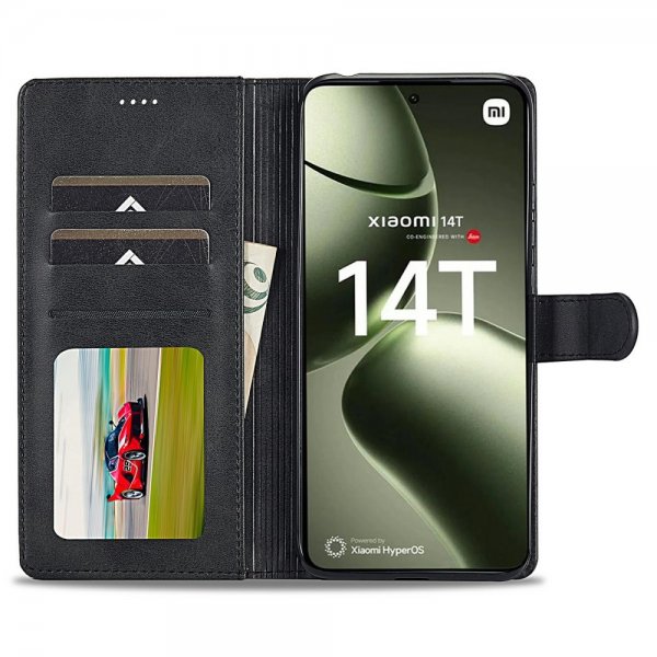 Lc.Imeeke Xiaomi 14T Fodral med Kortfack Stativfunktion Svart