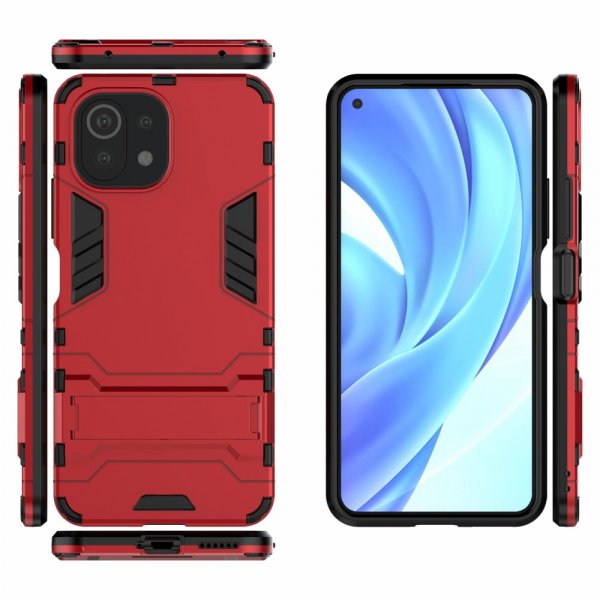 Xiaomi Mi 11 Lite Skal Armor Stativfunktion Röd