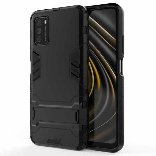 Xiaomi Poco M3 Skal Armor Stativfunktion Svart