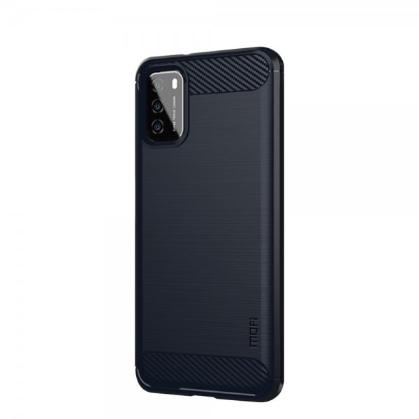 Mofi Xiaomi Poco M3 Skal Borstad Kolfibertextur Blå