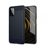 Mofi Xiaomi Poco M3 Skal Borstad Kolfibertextur Blå