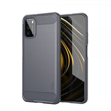 Mofi Xiaomi Poco M3 Skal Borstad Kolfibertextur Grå
