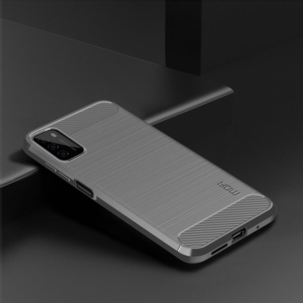 Mofi Xiaomi Poco M3 Skal Borstad Kolfibertextur Grå